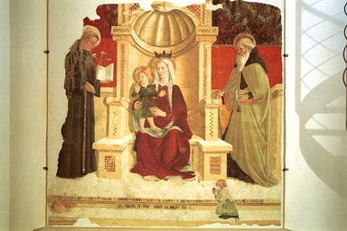 Madonna in trono con Bambino, San Nicola da Tolentino, Sant'Antonio abate e donatori